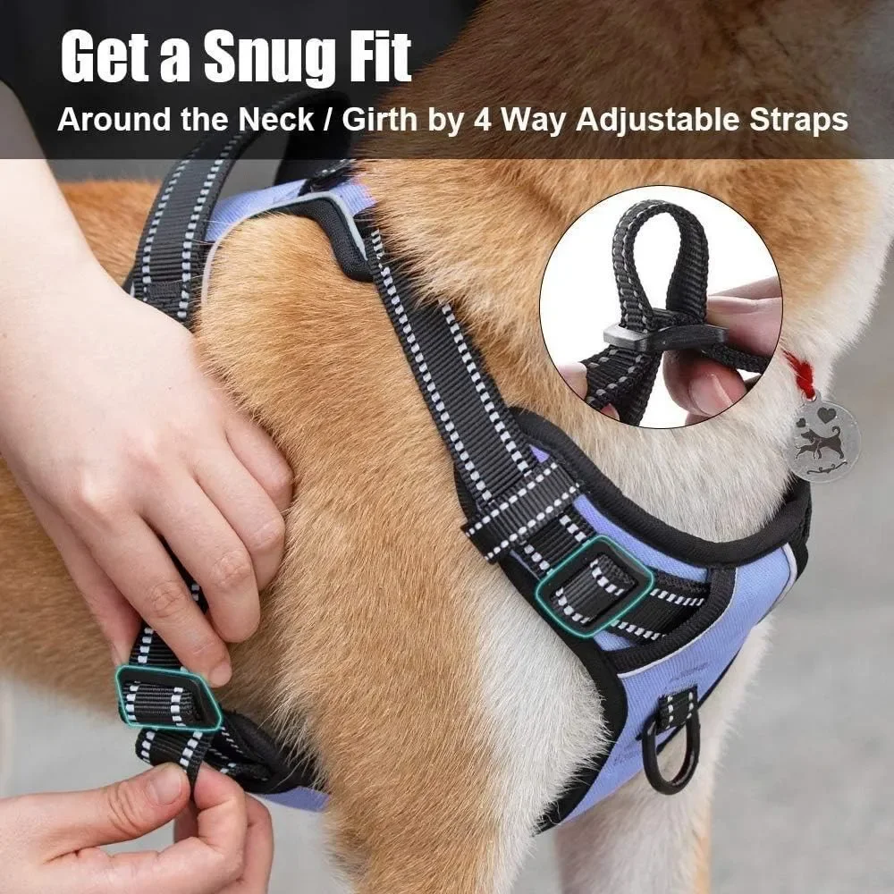 PoyPet No Pull Dog Harness XS, Reflective Vest with Front Clip & Handle